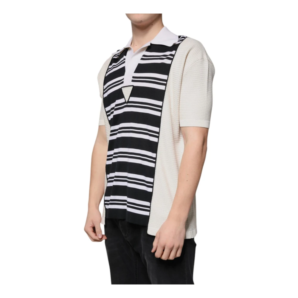 Dolce & Gabbana Zijde Blend Gestreepte Polo T-shirt Multicolor Heren