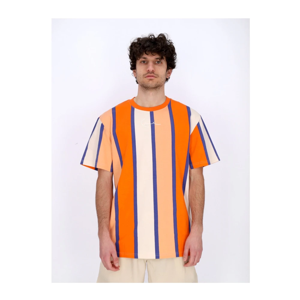 Karl Kani Handtekening Streep Tee Oranje Multicolor Heren
