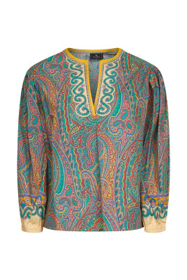 paisley-print-puff-sleeve-shirt