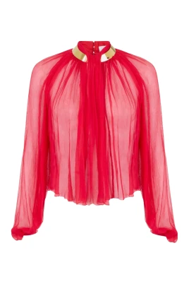 Blus i Crêponne med Juvelhalsband