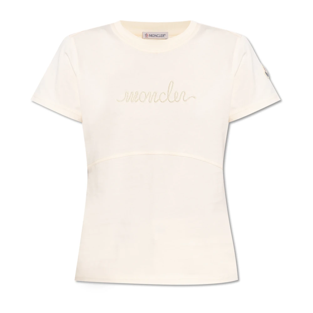 Moncler T-shirt med logotyp Beige, Dam