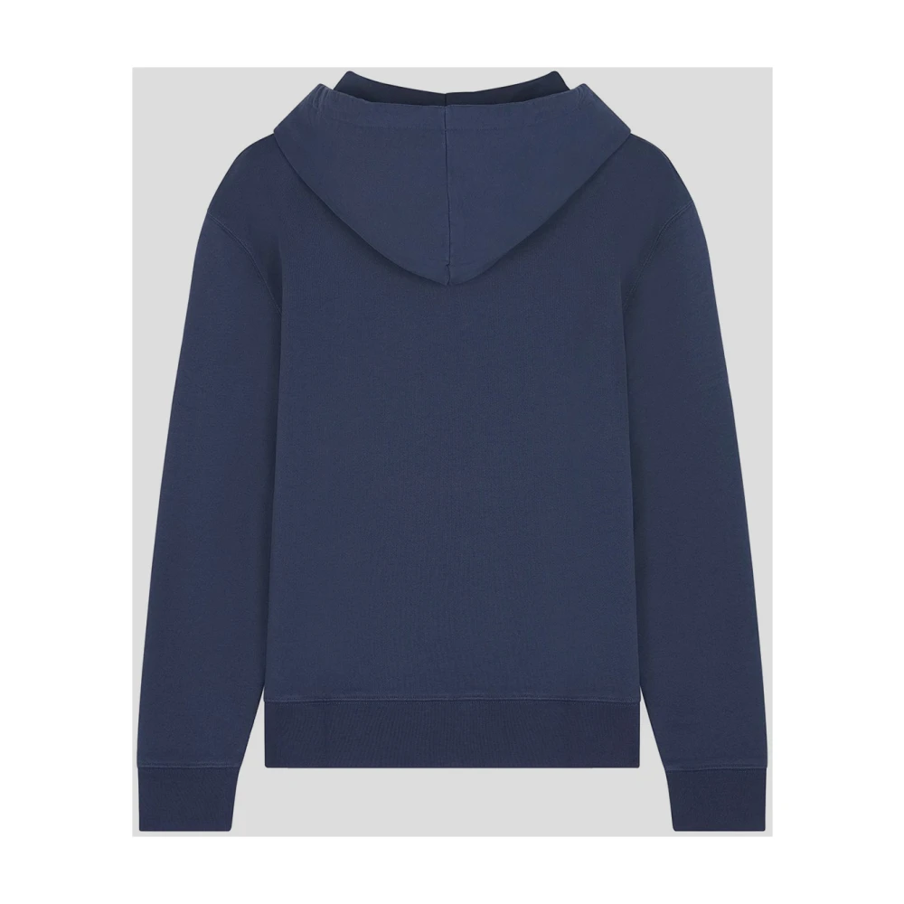 Maison Kitsuné Vos Katoenen Hoodie Sweatshirt Blue Heren