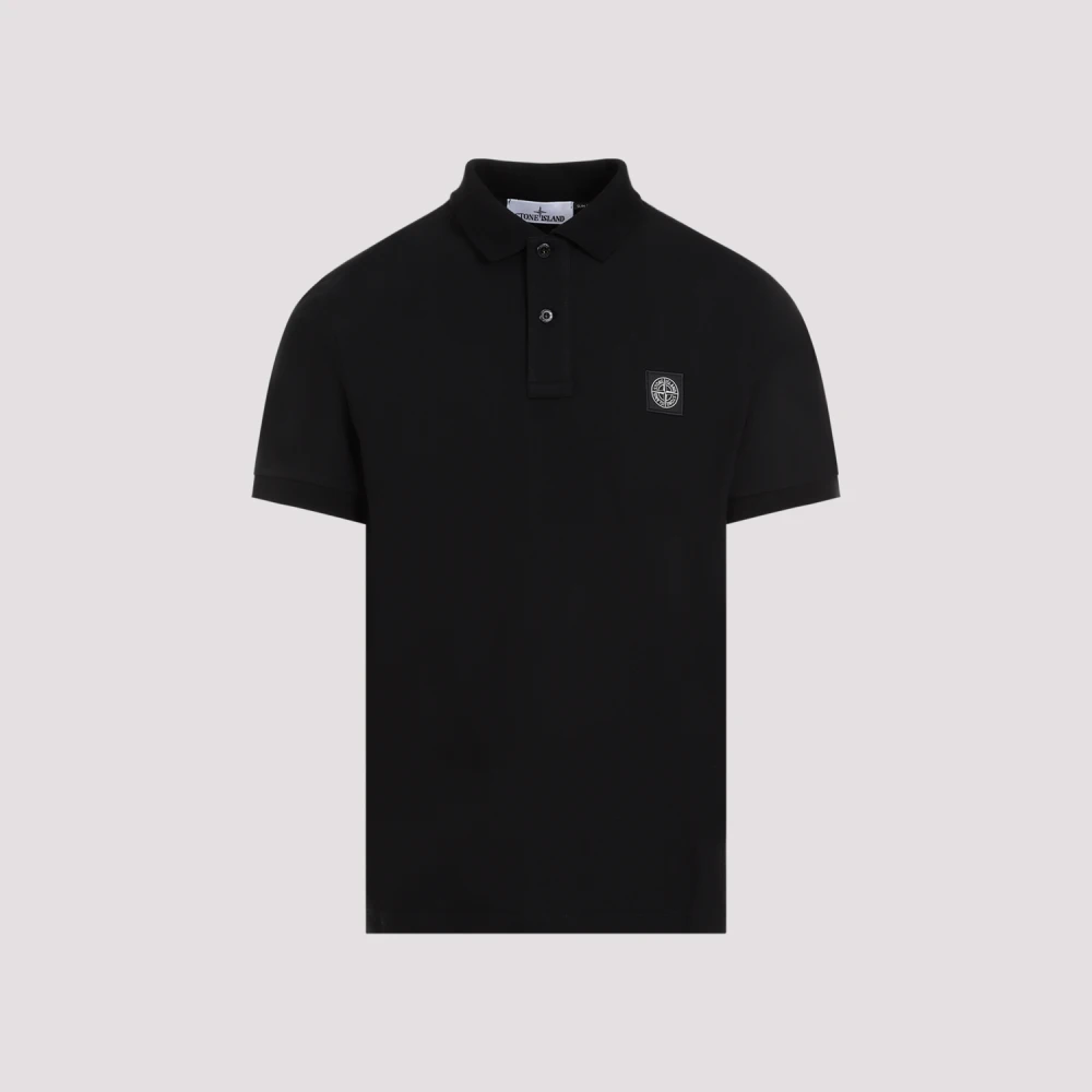 Stone Island Zwarte Katoenen Poloshirt Aw24 Black Heren