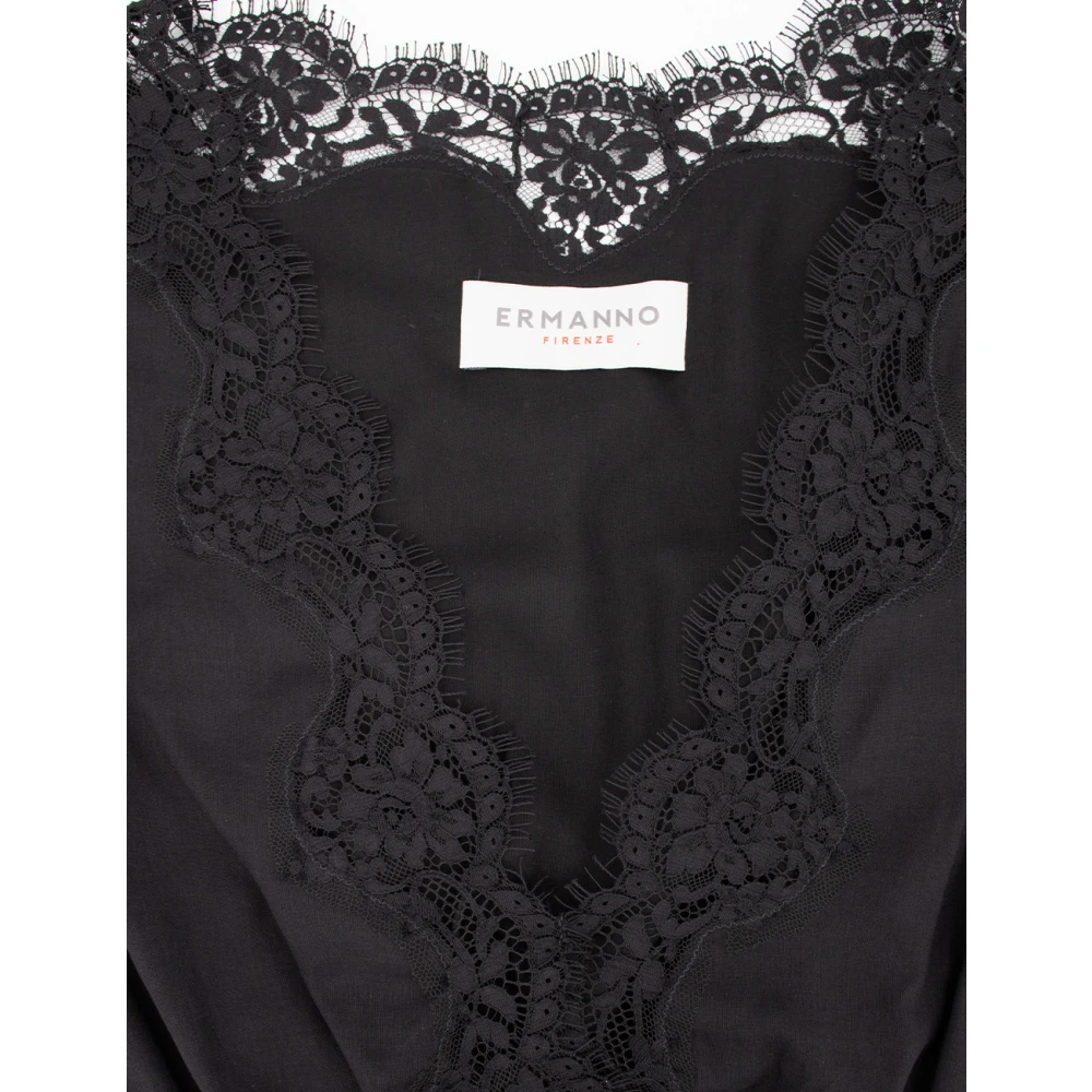 Ermanno Scervino Zwarte mouwloze jurk met kanten inzetstukken Black Dames