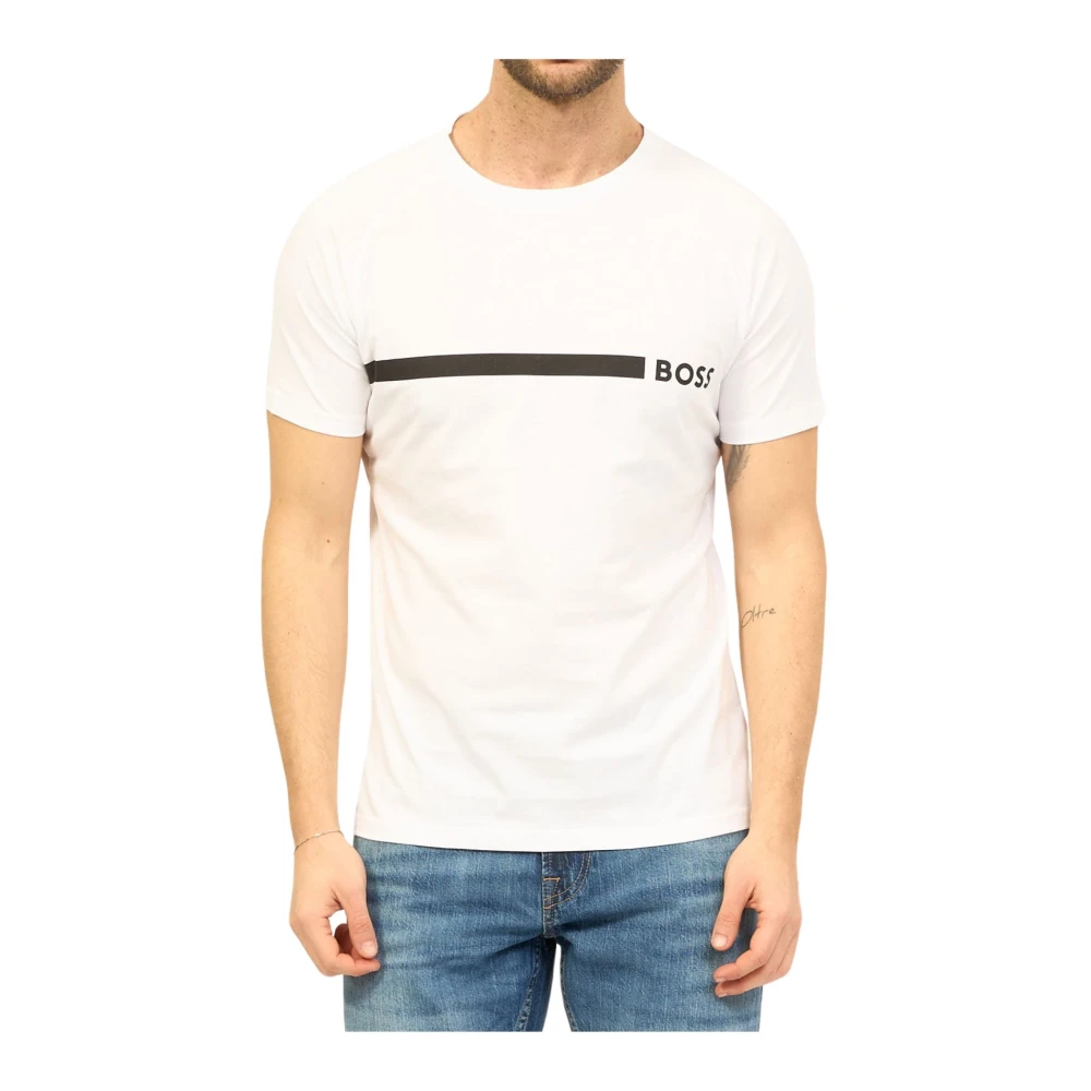 Hugo Boss Herr Slim Fit Tryckt T-shirt White, Herr