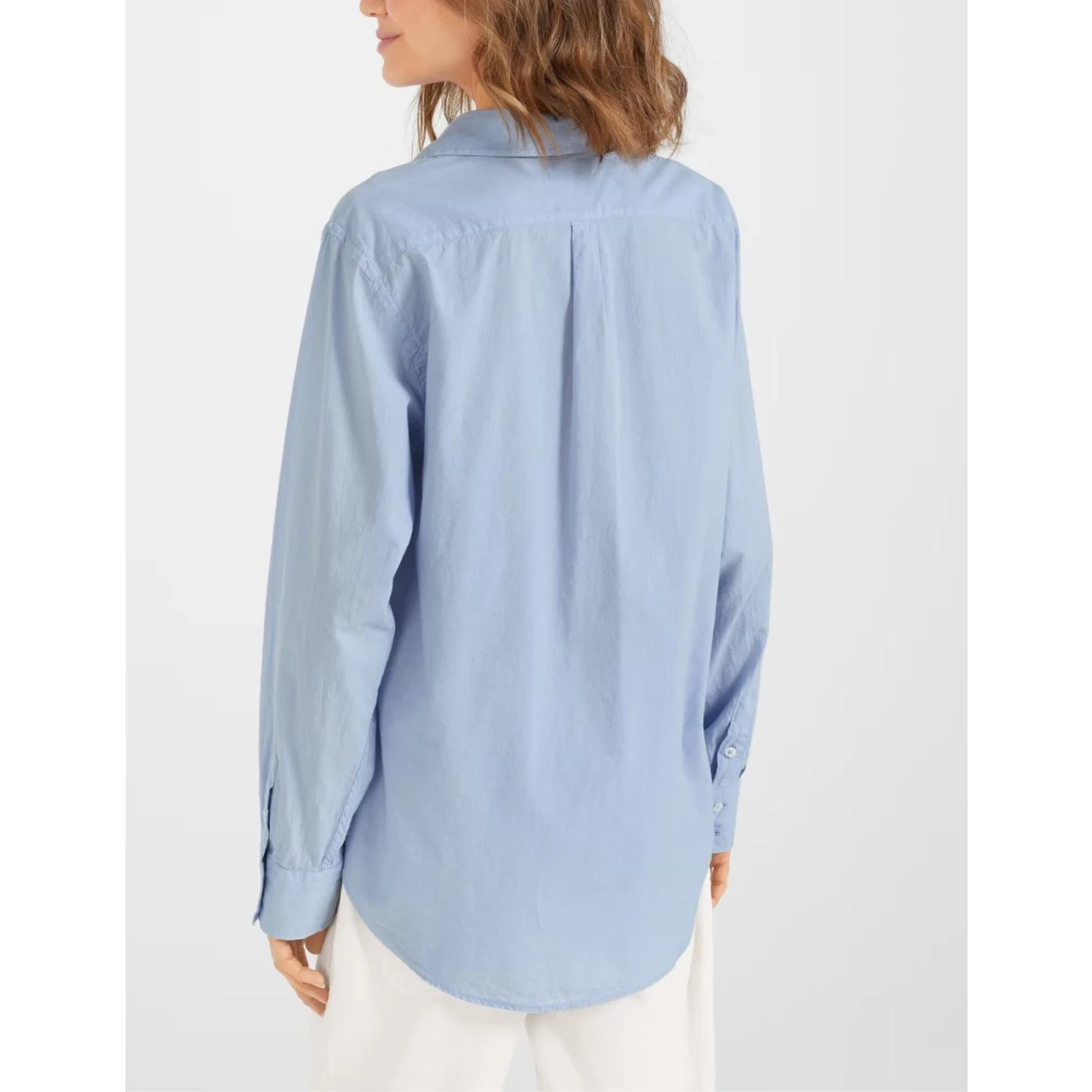 Juvia Blauw Katoenen Poplin Overhemd Knoopsluiting Blue Dames
