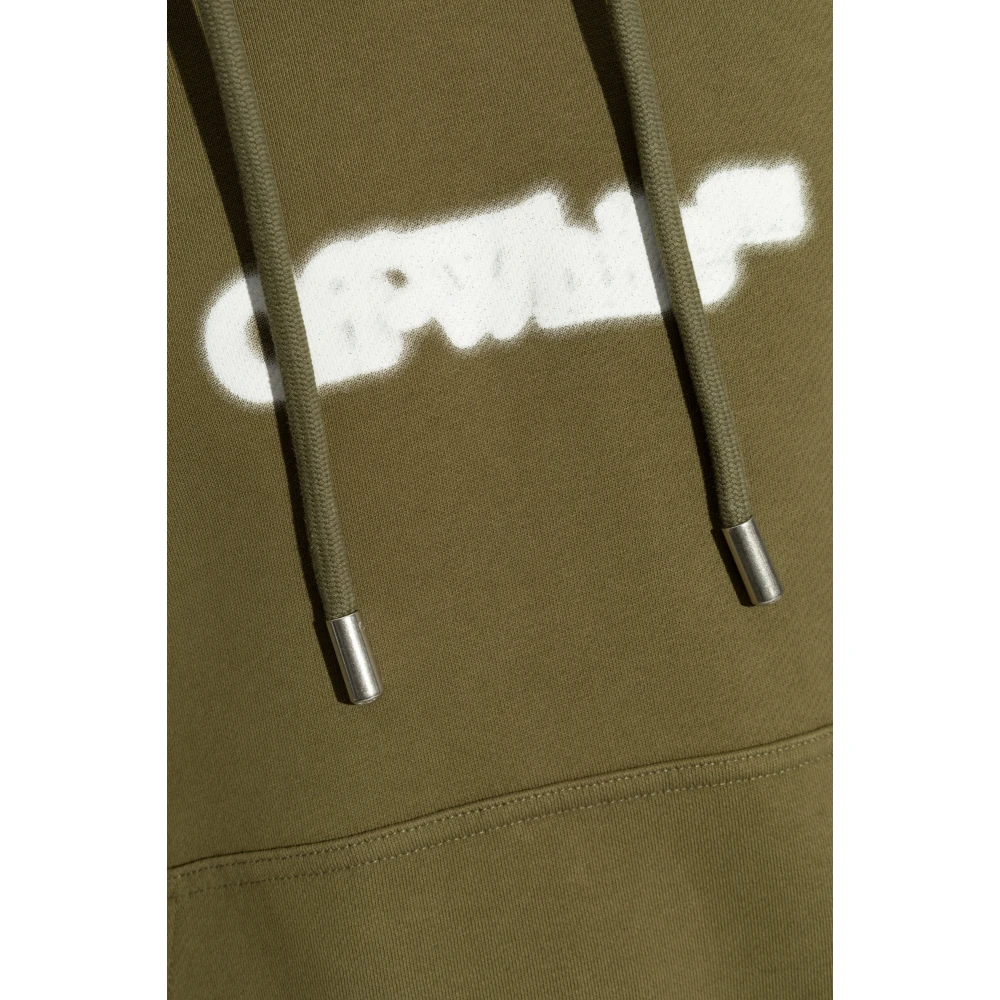 Off White Hoodie Green Heren