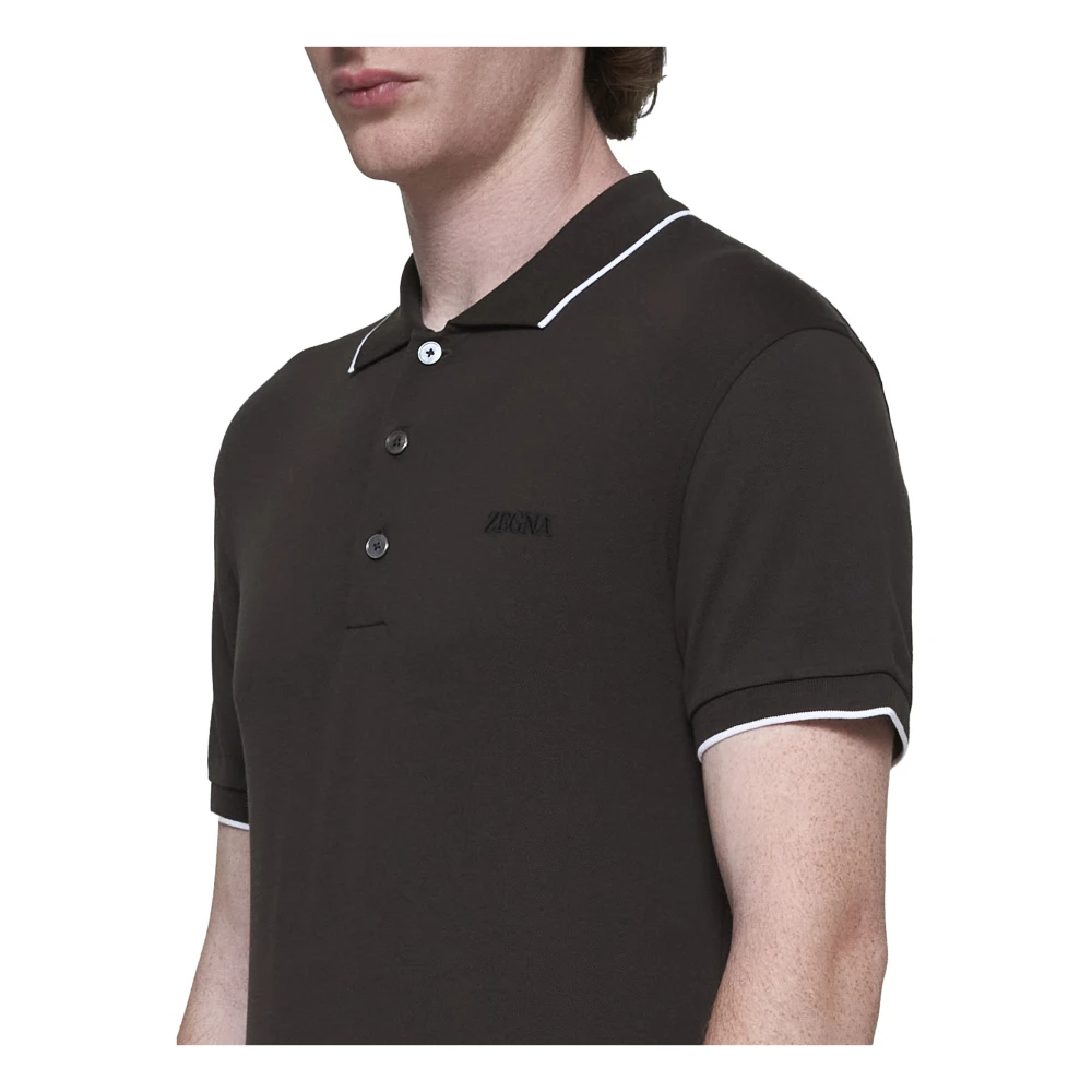 Ermenegildo Zegna Donkerbruin Polo Shirt met Logo Brown Heren