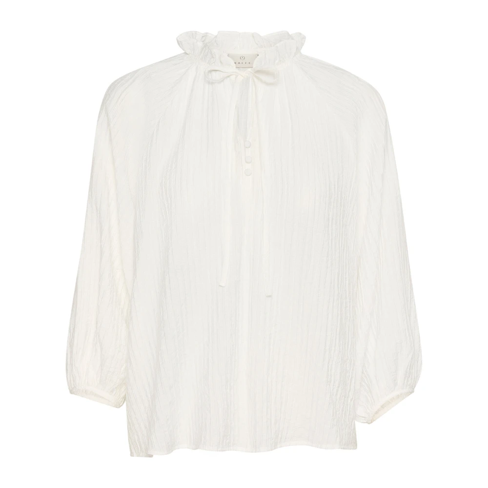 Kaffe Vrouwelijke Blouse met ¾ Mouwen White Dames