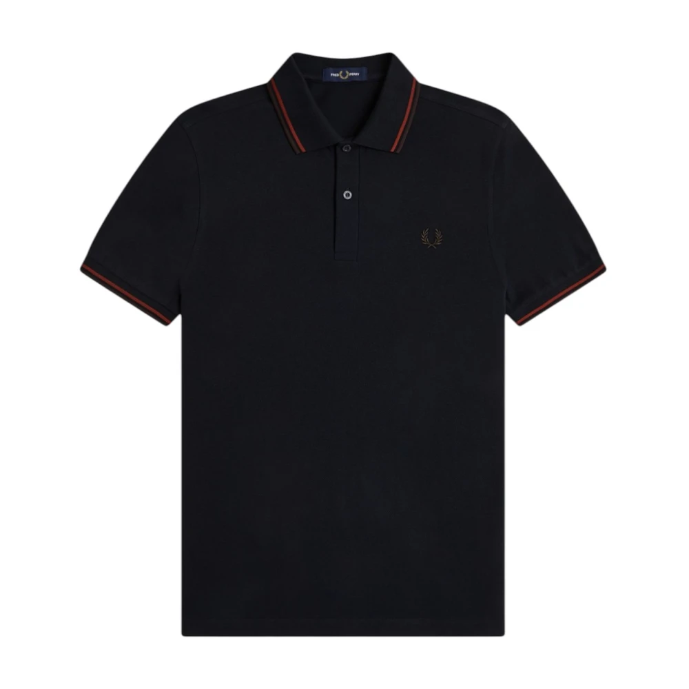 Fred Perry Men's Twin Tipped Polo Shirt Navy In Nvy/Brndy/Rchbrn, Cotton, Size M - Image 6