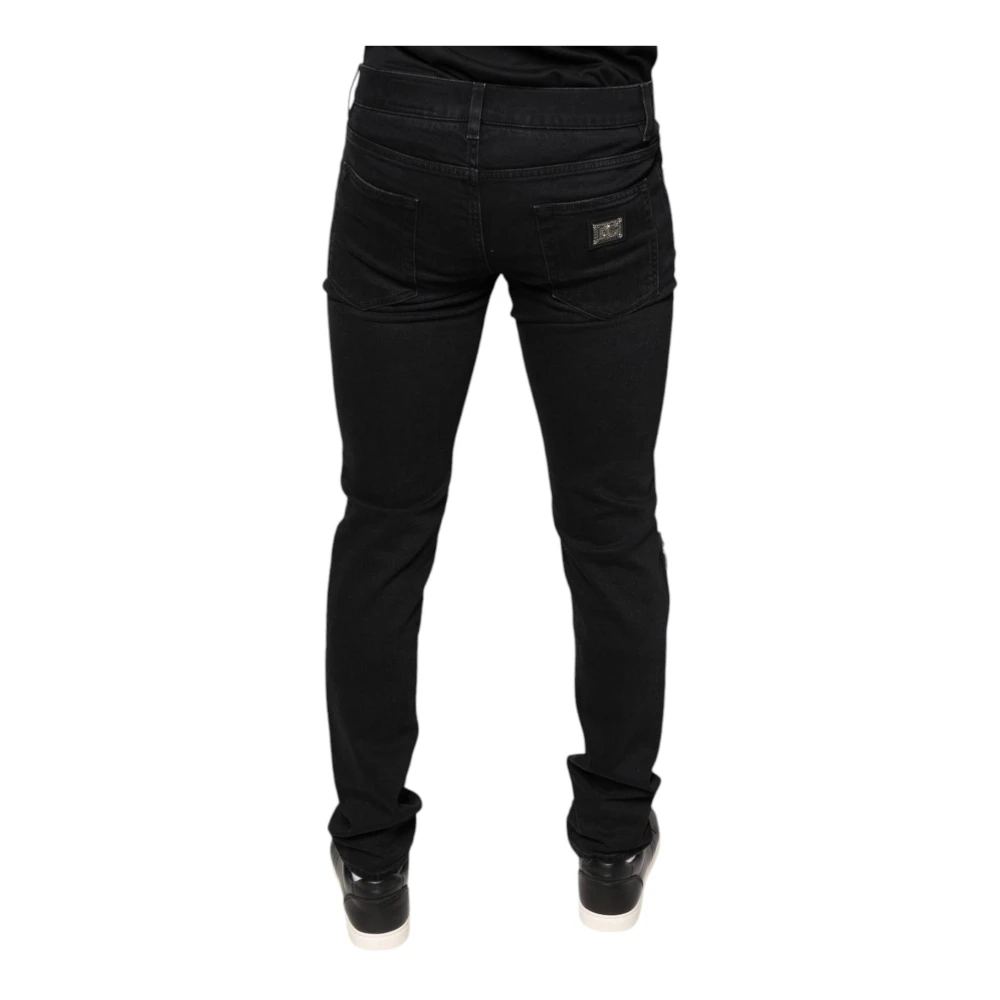 Dolce & Gabbana Zwarte Skinny Denim Jeans met Rits Black Heren