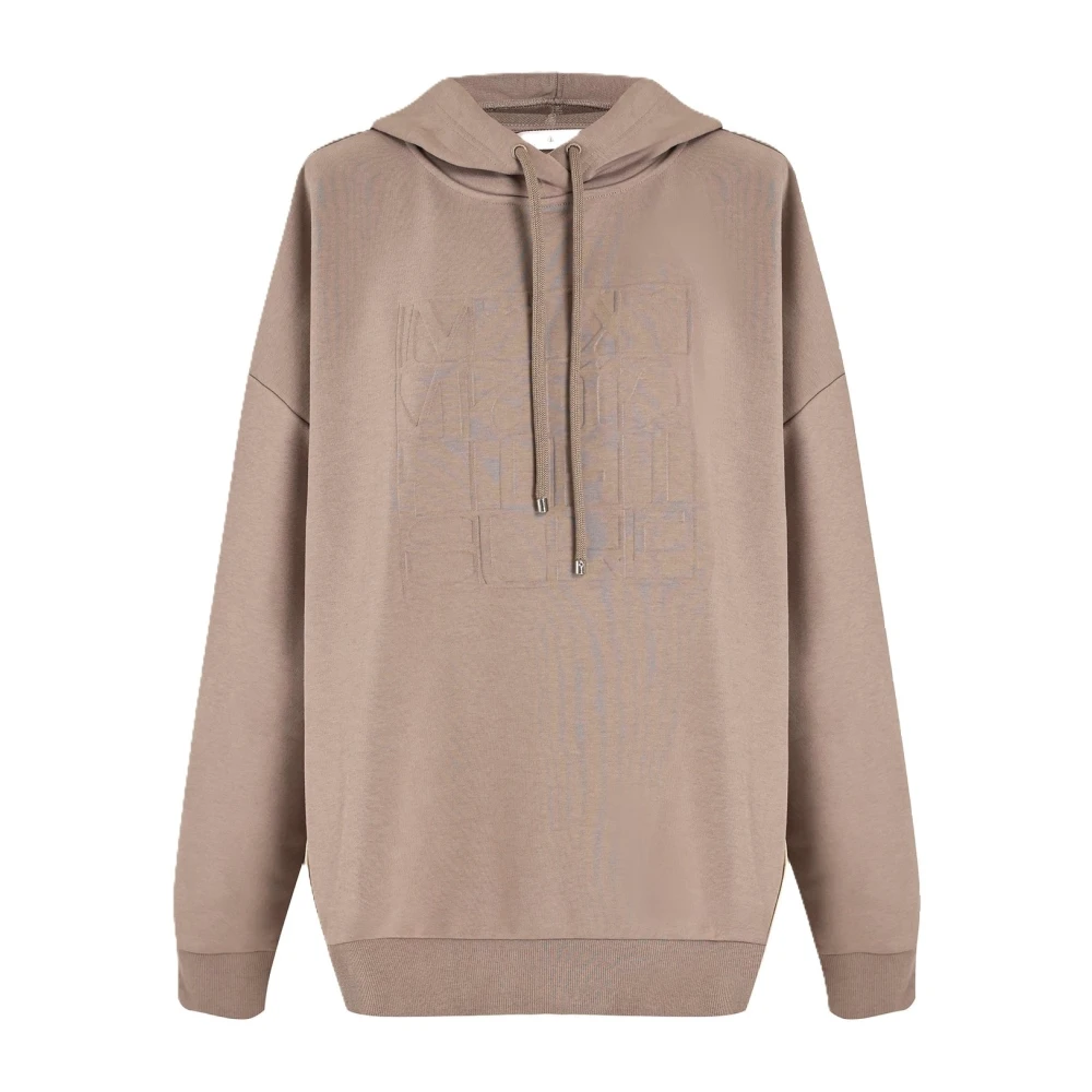 Max Mara Grijze Beige Sportieve Stijl Trui met Logo Relief Brown Dames