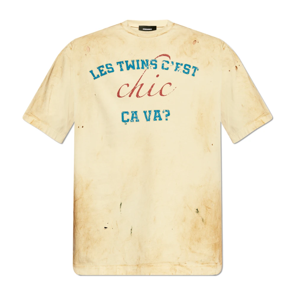 Dsquared2 Bedrukt T-shirt Beige Heren