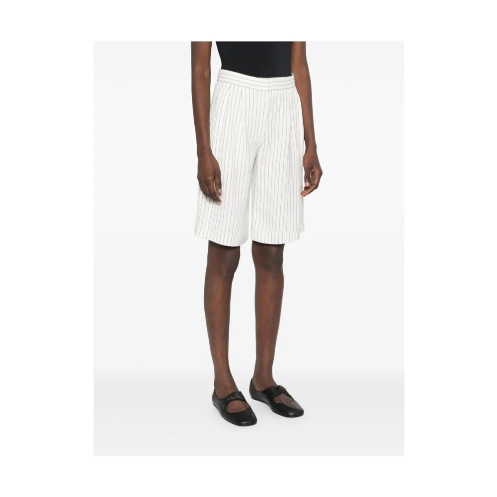 Loulou Studio Witte Geplooide Shorts met Zakken White Dames