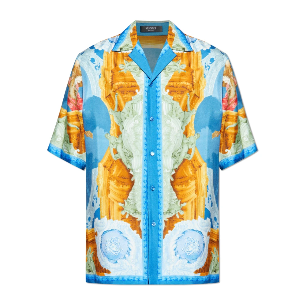 Versace Hombre Multicolor - Camisa De Seda De Manga Corta - Shirts - L - Camisa De Seda De Manga Corta