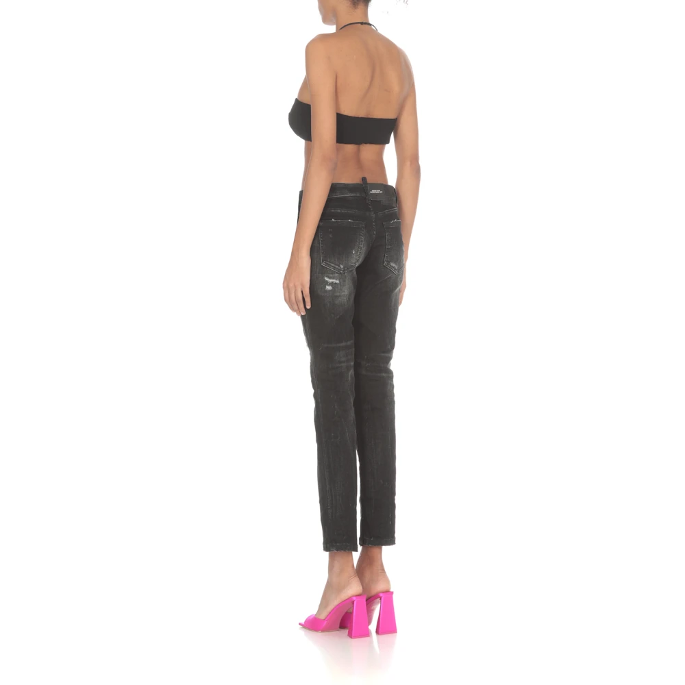 Dsquared2 Zwarte Dames Top met Zijrits Black Dames