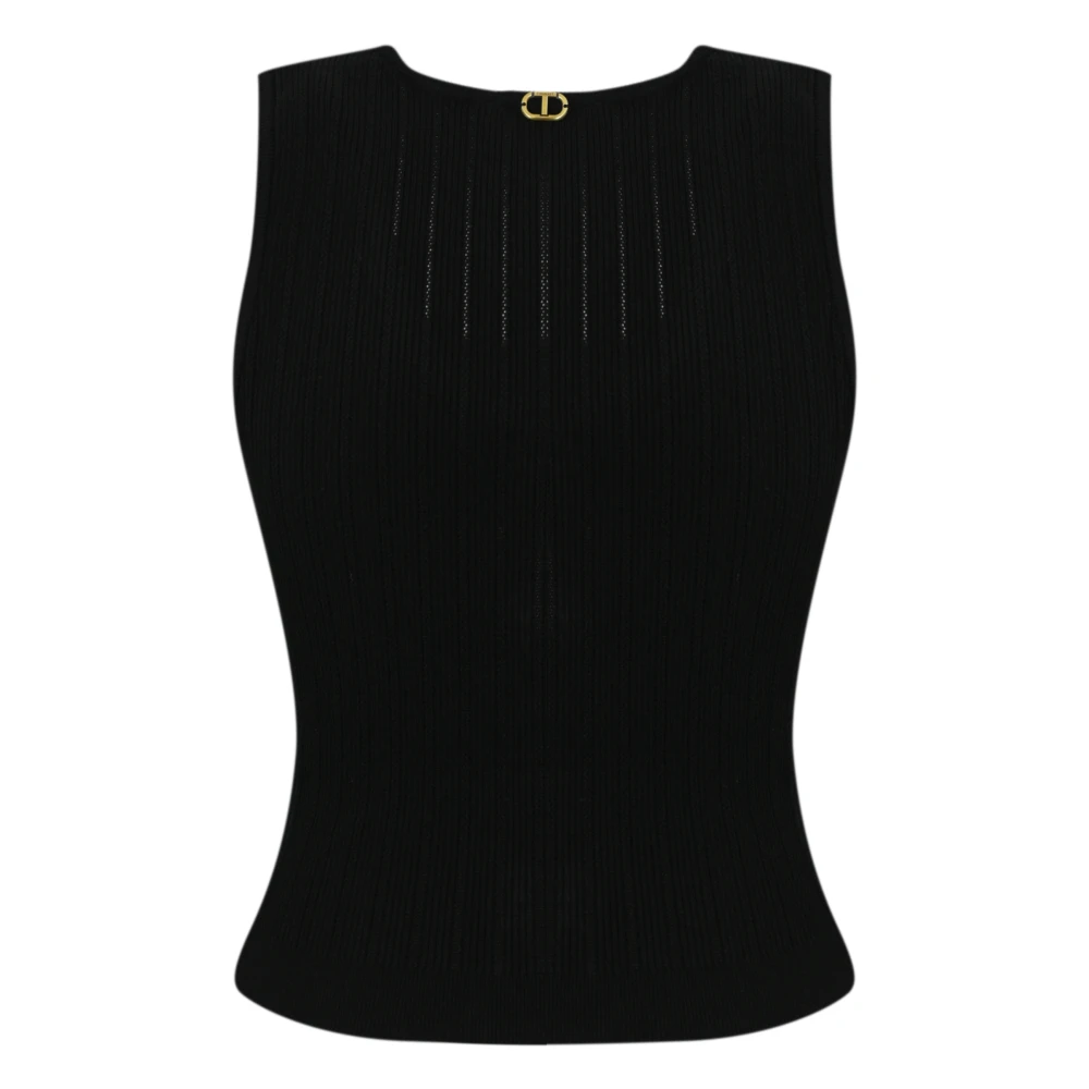 Twinset Zwarte Gebreide Mouwloze Top Black Dames