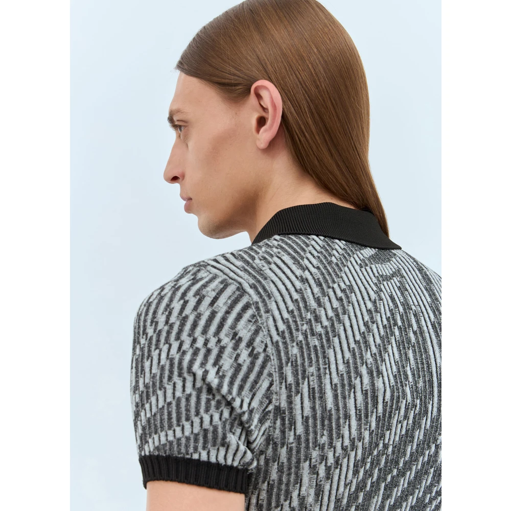 Jacquemus Zebra Gebreide Poloshirt Black Heren