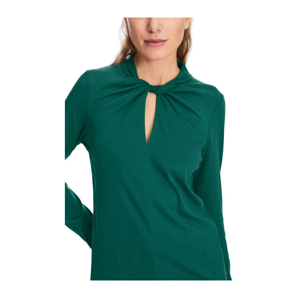 Marc Cain T-shirt met knoopsluiting en rits achteraan Green Dames
