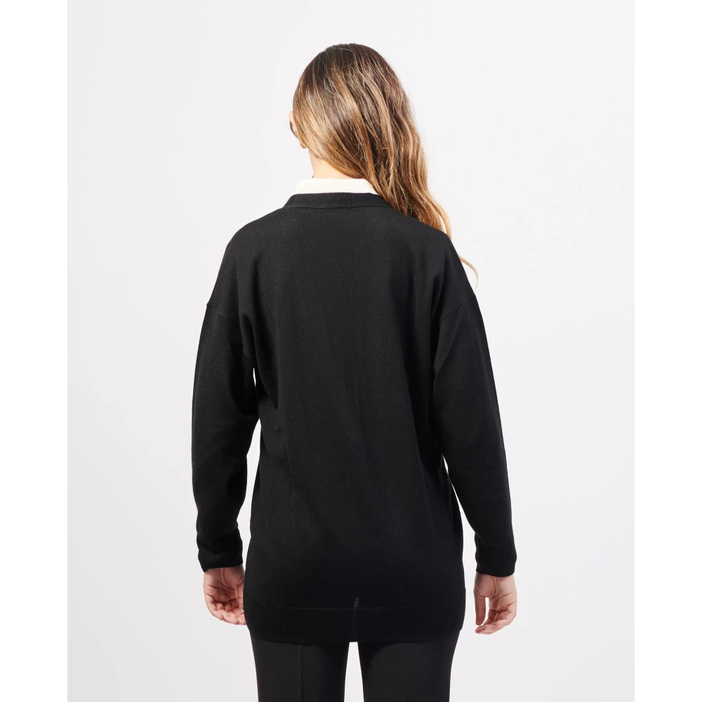 Armani Exchange Zwarte Fijngebreide Cardigan Sweater Black Dames