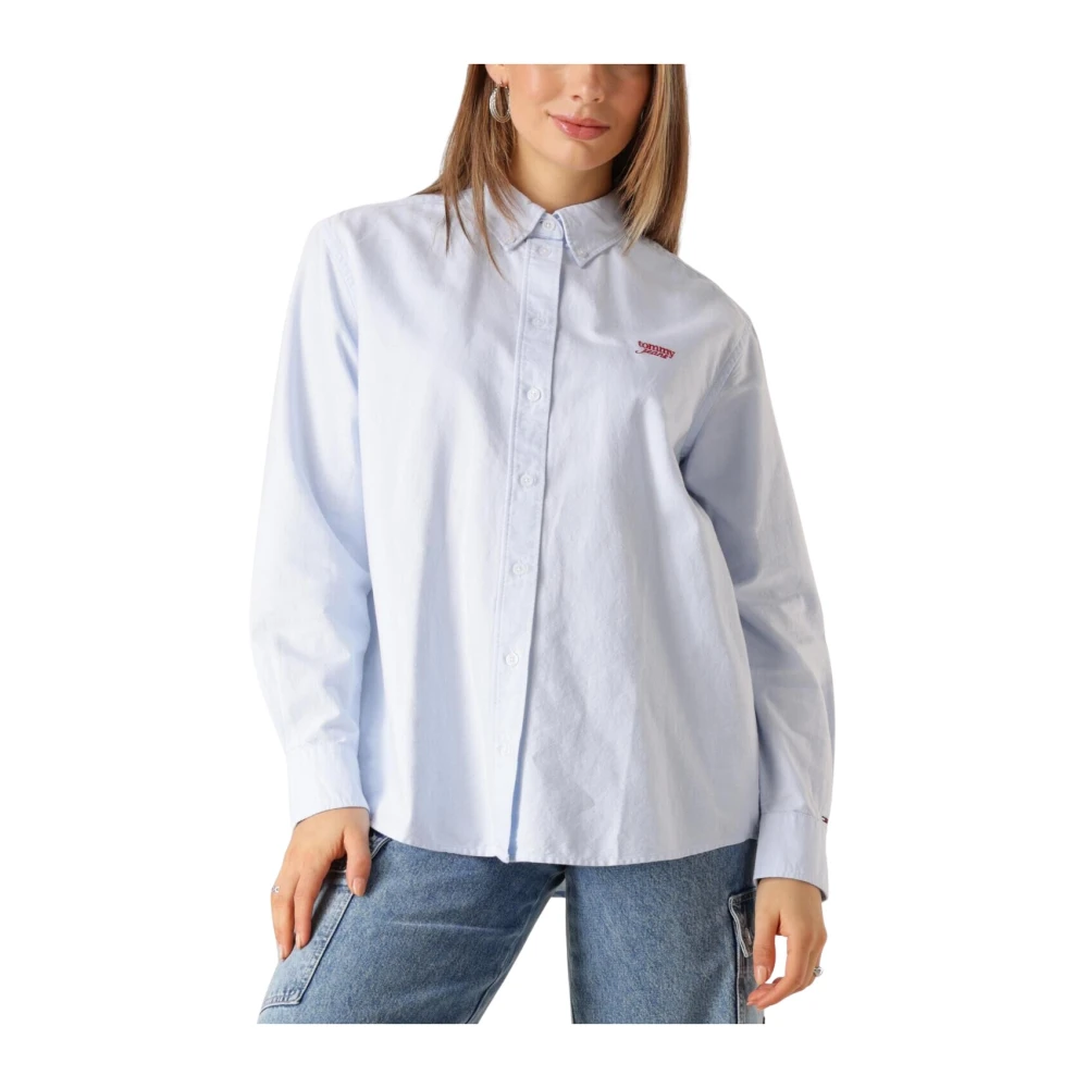 TOMMY JEANS Dames Blouses Tjw Rlx Script Oxford Shirt Lichtblauw