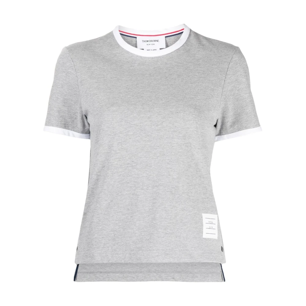Thom Browne Grijze T-shirts en Polos met RWB Stripe Logo Gray Dames