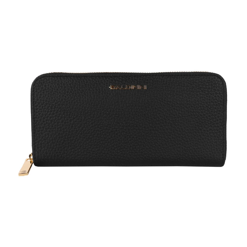Baldinini Leren ritsportemonnee met merklogo Black Dames