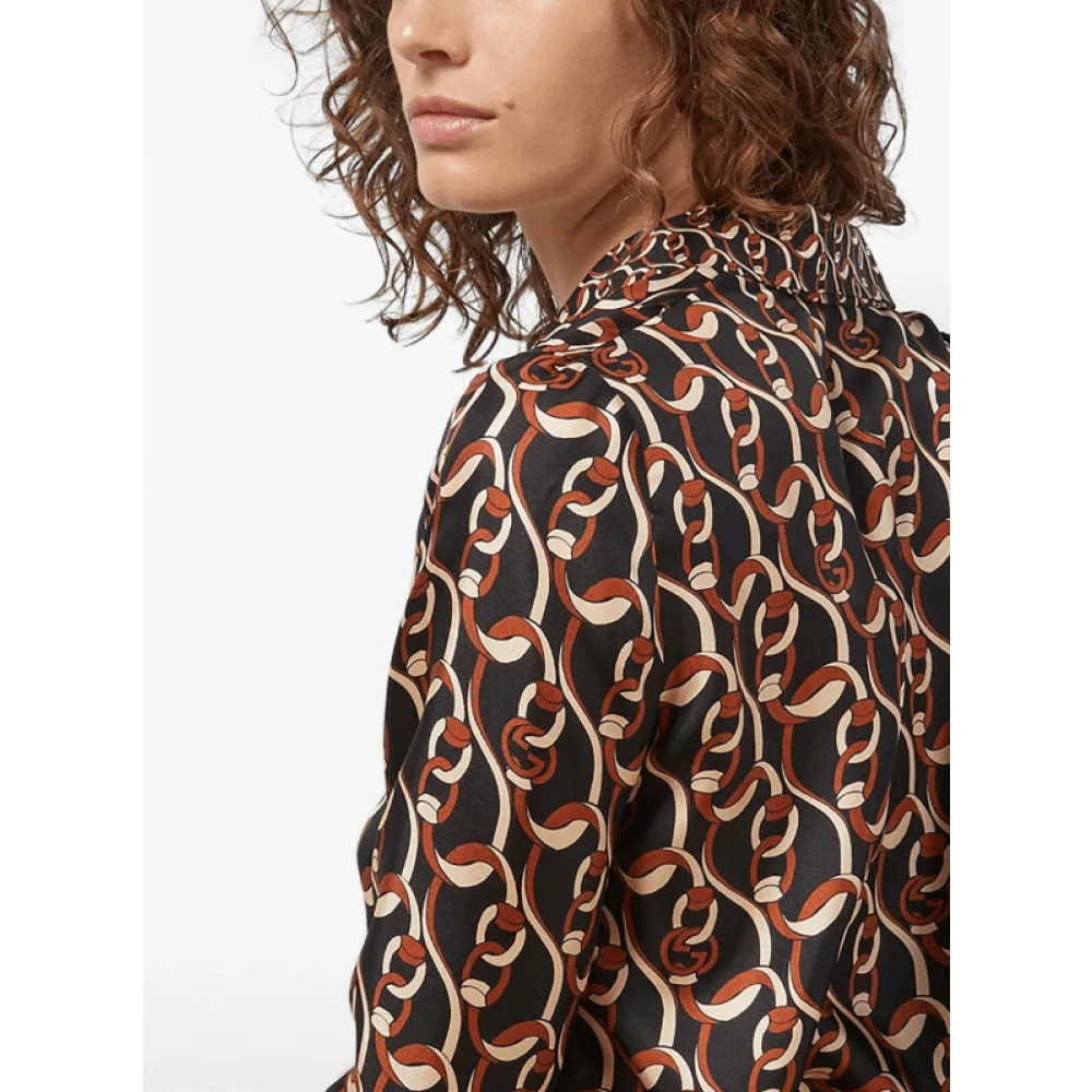 Gucci Zijden shirt met kettingprint Multicolor Dames