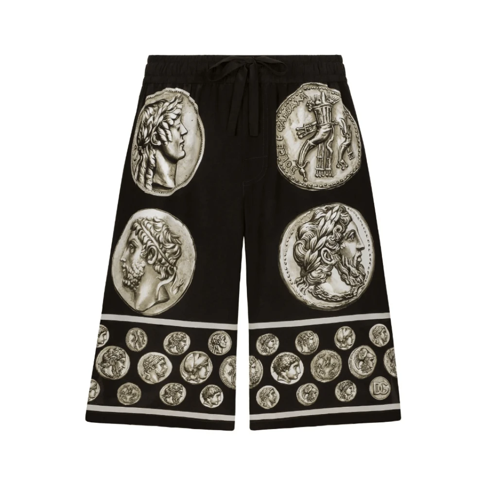 Dolce & Gabbana Zijden Bermuda Shorts met Muntprint Black Heren