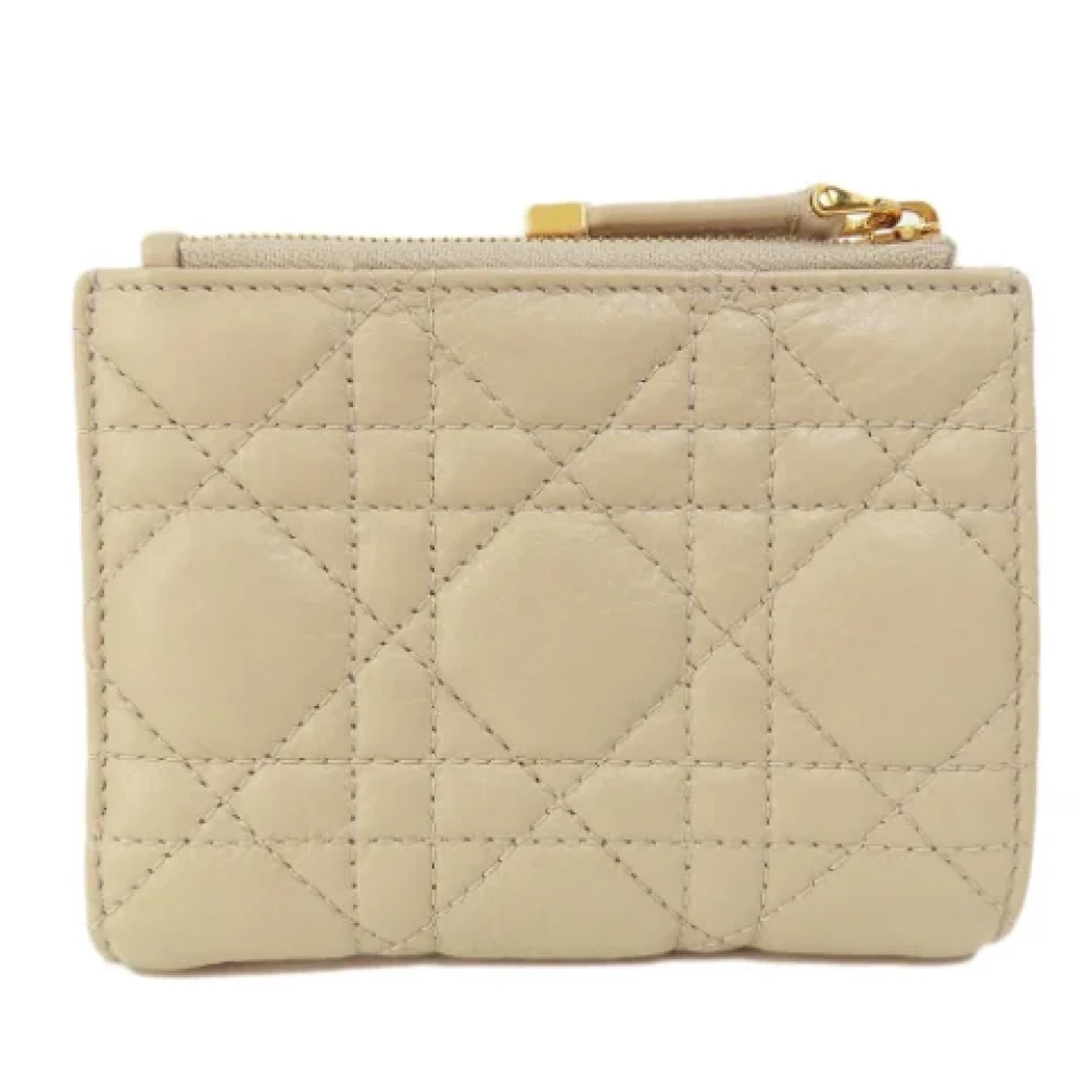 Dior Vintage Pre-owned Leather wallets Beige Dames