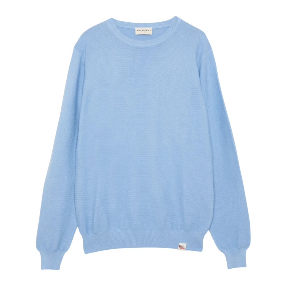 Roy Roger's Heldere Blauwe Katoenen Trui Ronde Hals Blue Heren