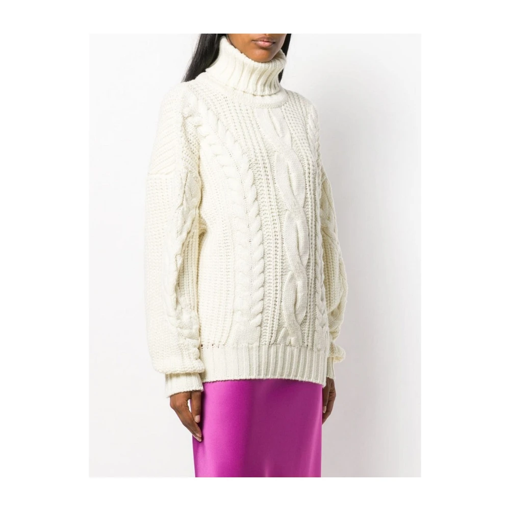 Circus Hotel Chunky Gebreide Wollen Trui Beige Dames