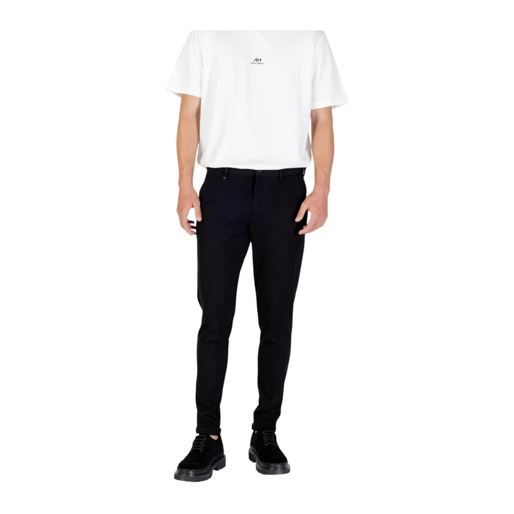 Antony Morato Men's Black Zip And Button Fastening Trousers With Pockets
