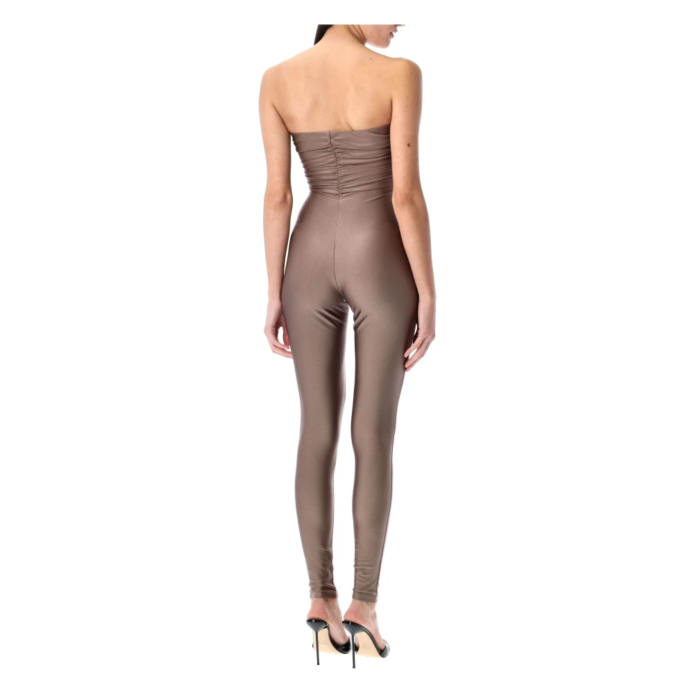 Andamane Strapless jumpsuit met gedrapeerd detail Brown Dames