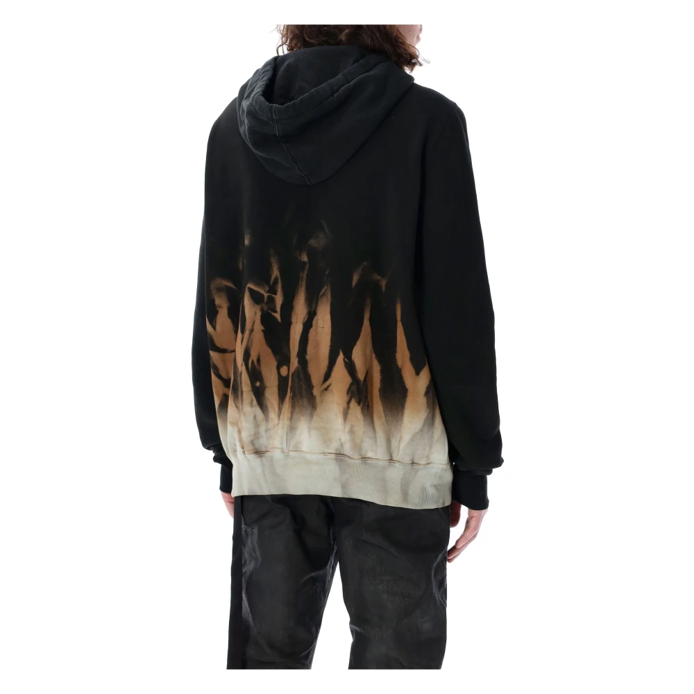 Rick Owens Zwart Vlammen Gebreide Oversized Hoodie Black Heren