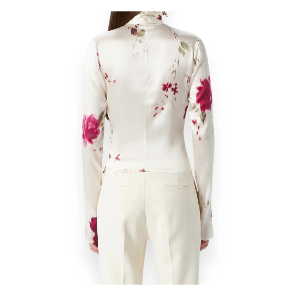 Blumarine Satin Print Blouse White Dames