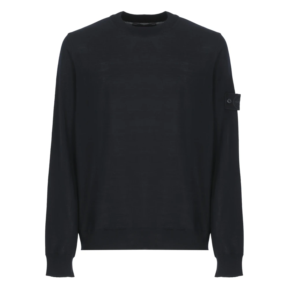 Stone Island Blauwe Wollen Trui met Logopatch Blue Heren