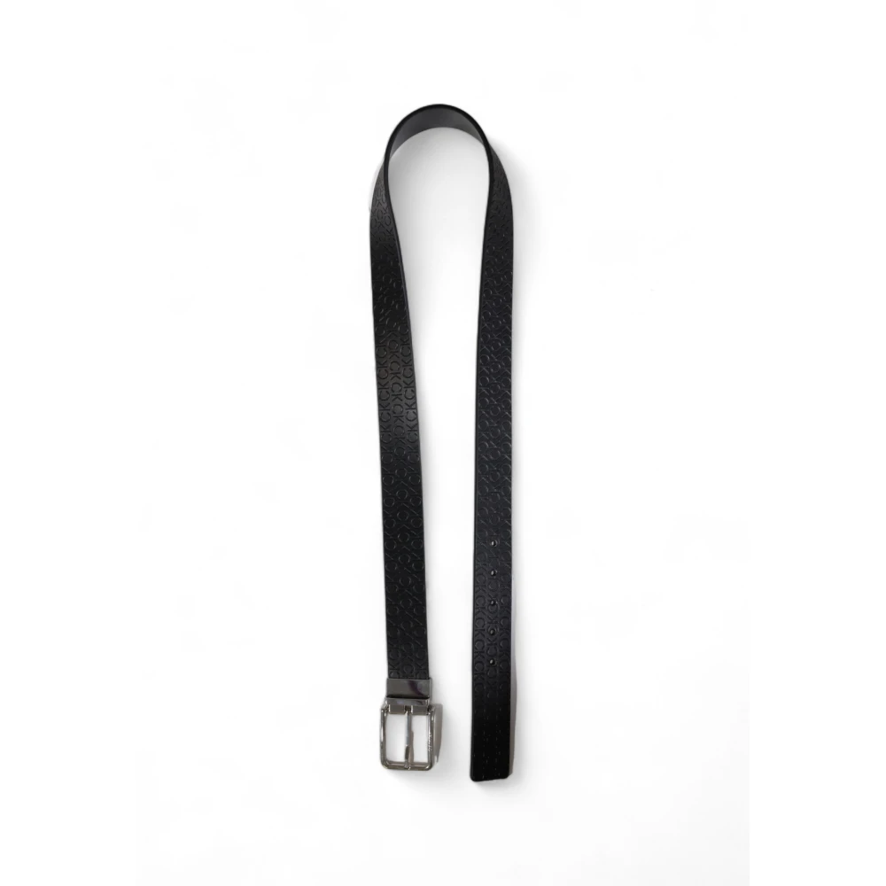 Calvin Klein Warmte Mono Leren Riem Herfst Winter Collectie Black Heren