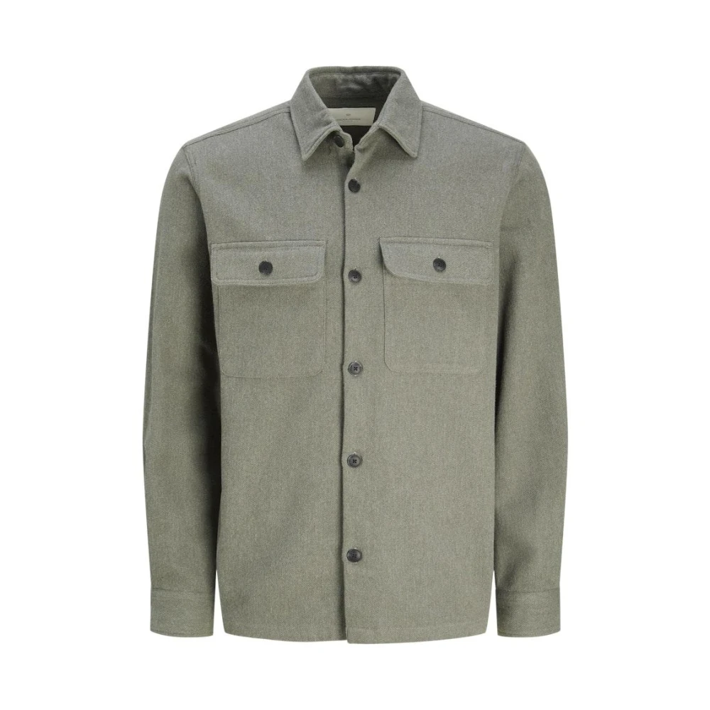 jack & jones Melange Solid Overshirt Cypress Comfort Fit Green Heren