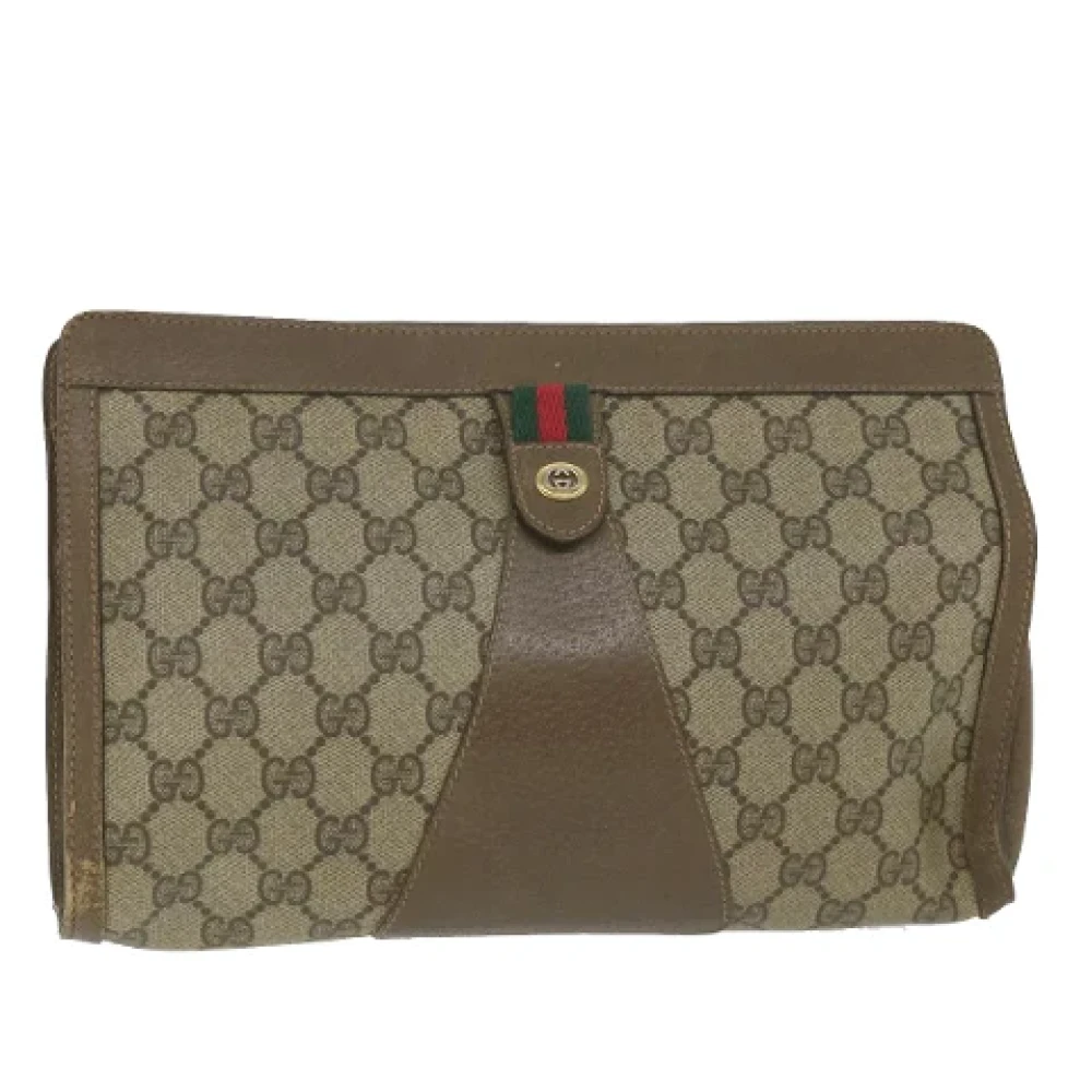 Gucci Vintage Pre-owned Canvas clutches Beige Dames