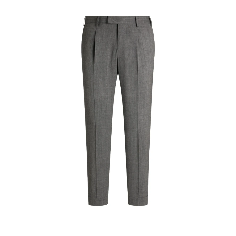 PT Torino Wollen broek met relaxte pasvorm Gray Heren