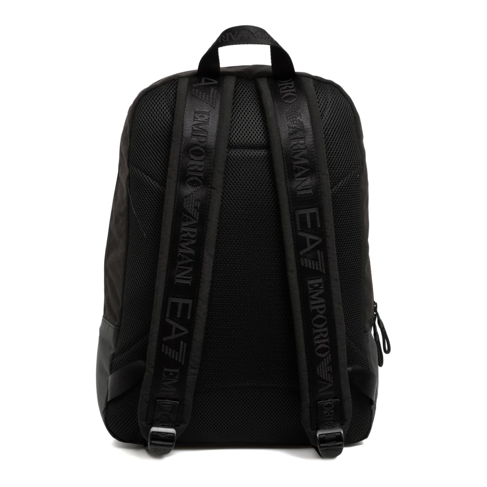 Emporio Armani EA7 Stijlvolle Rugzak met Rits en Zakken Black Heren