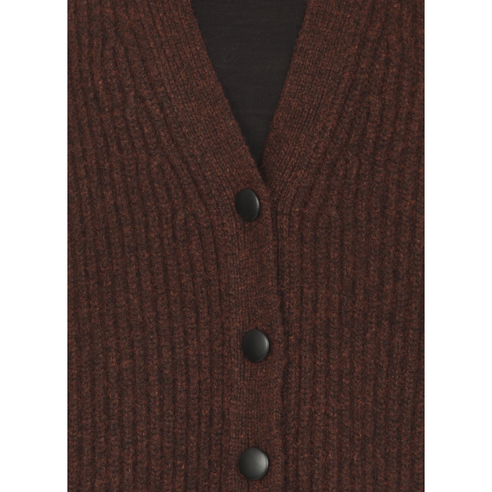 Khaite Bruine Cashmere V-Hals Cardigan Sweater Brown Dames