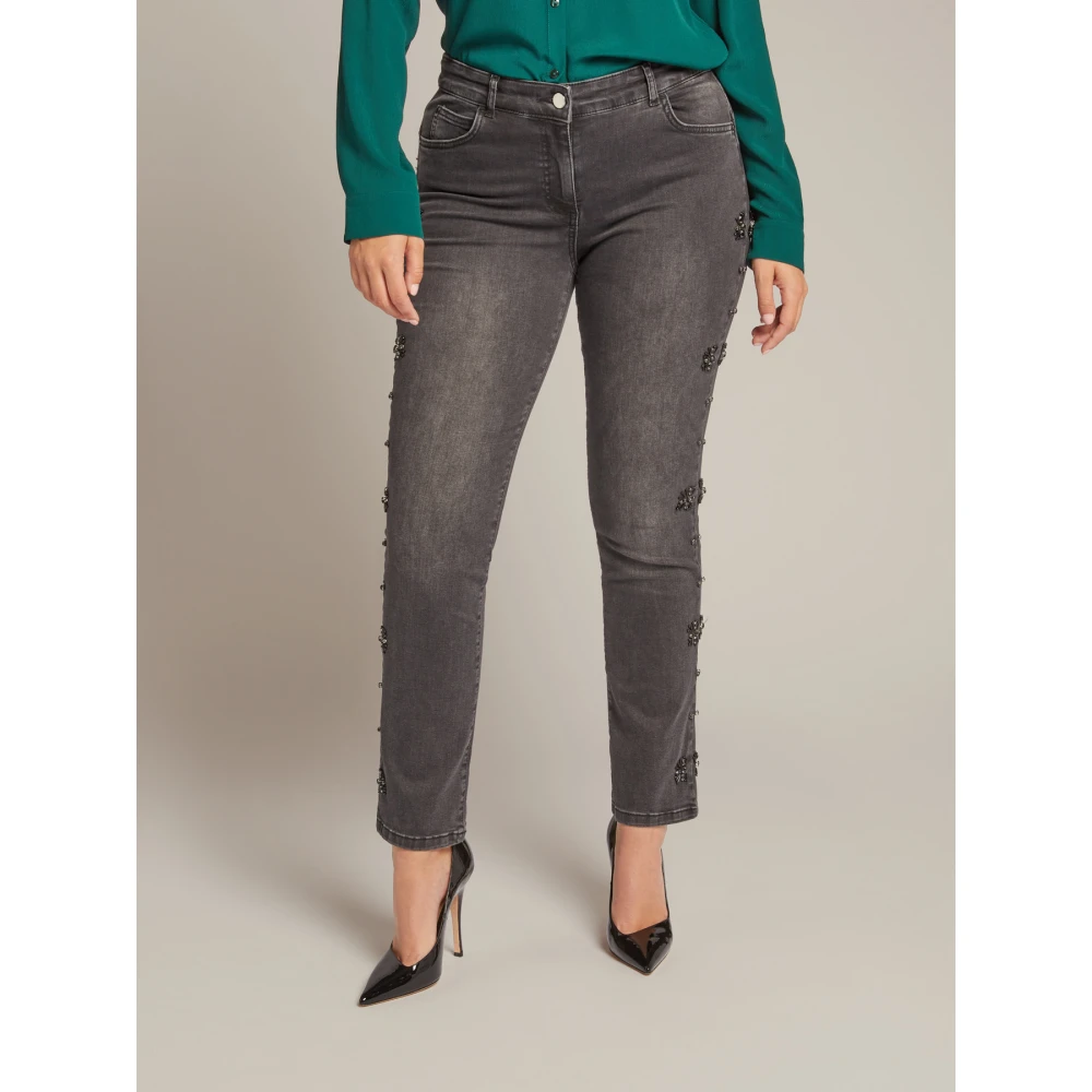 Elena Mirò Handgeborduurde jeans Gray Dames