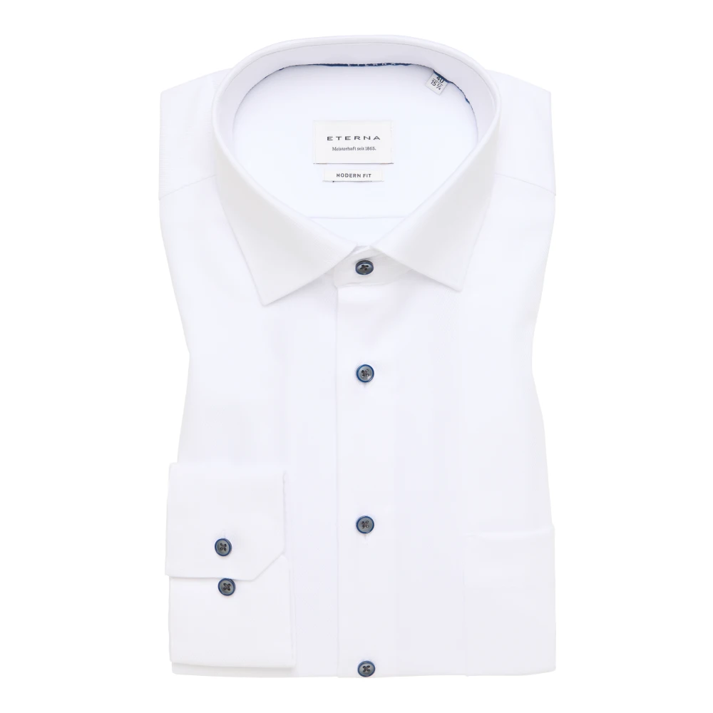 Eterna Gestructureerd Twill Overhemd White Heren