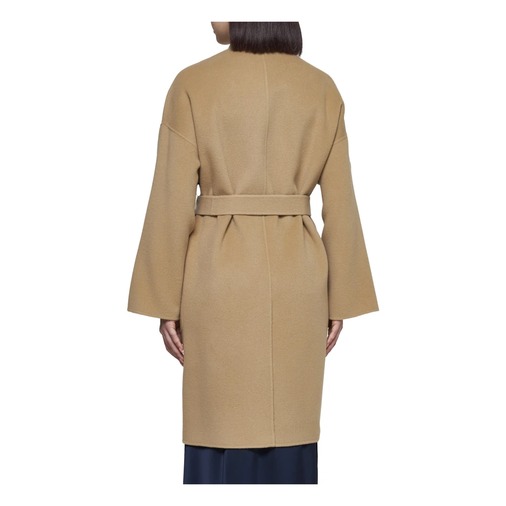 Max Mara Weekend Eris Beige wollen jas met riem Beige Dames