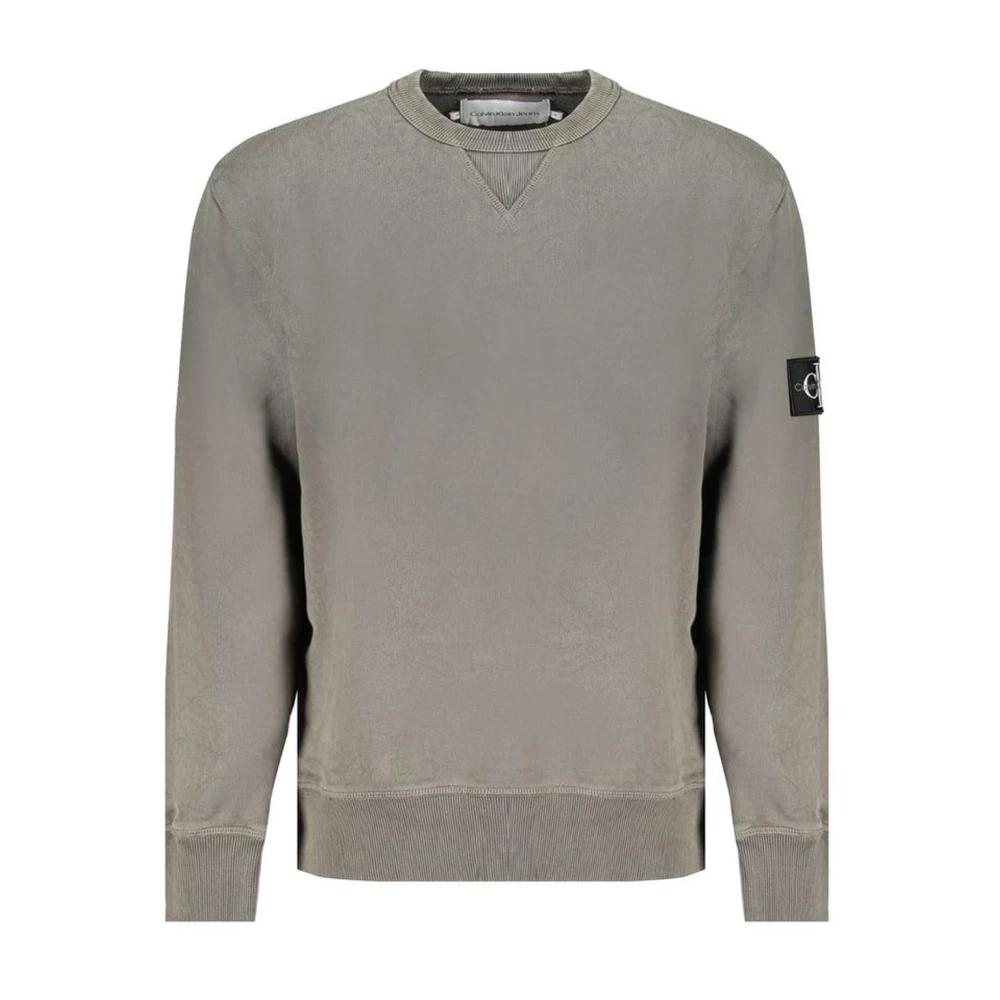 Calvin Klein Logo Crew Neck Sweatshirt Geborstelde Afwerking Green Heren