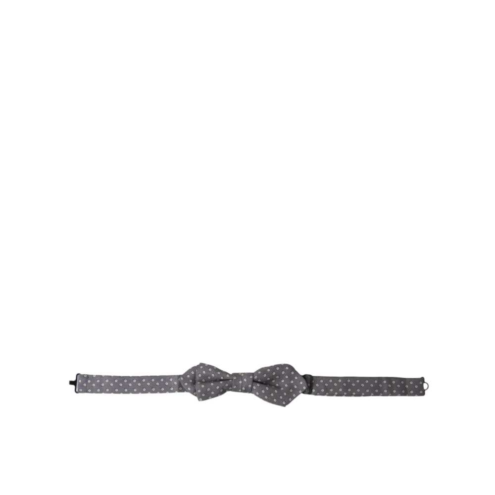Dolce & Gabbana Men's Gray Bow Ties, One Size, Elegant Silk Polka Dot Bow Tie