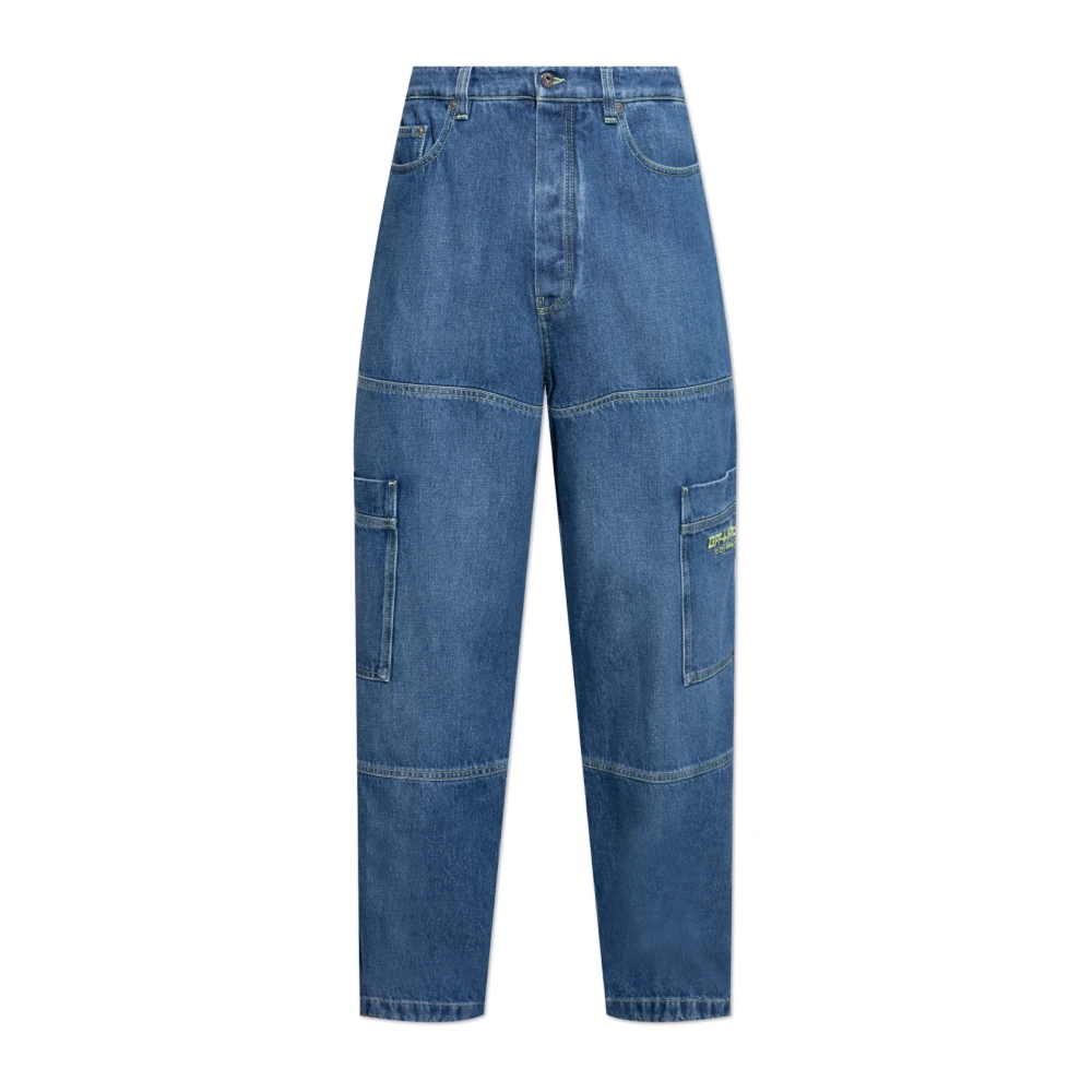 Off White Men's Blue Straight Jeans,, Jeans With Pockets W33