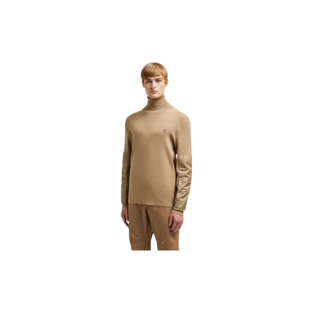 Moncler Beige Wollen Coltrui Jumper Ski Brown Heren